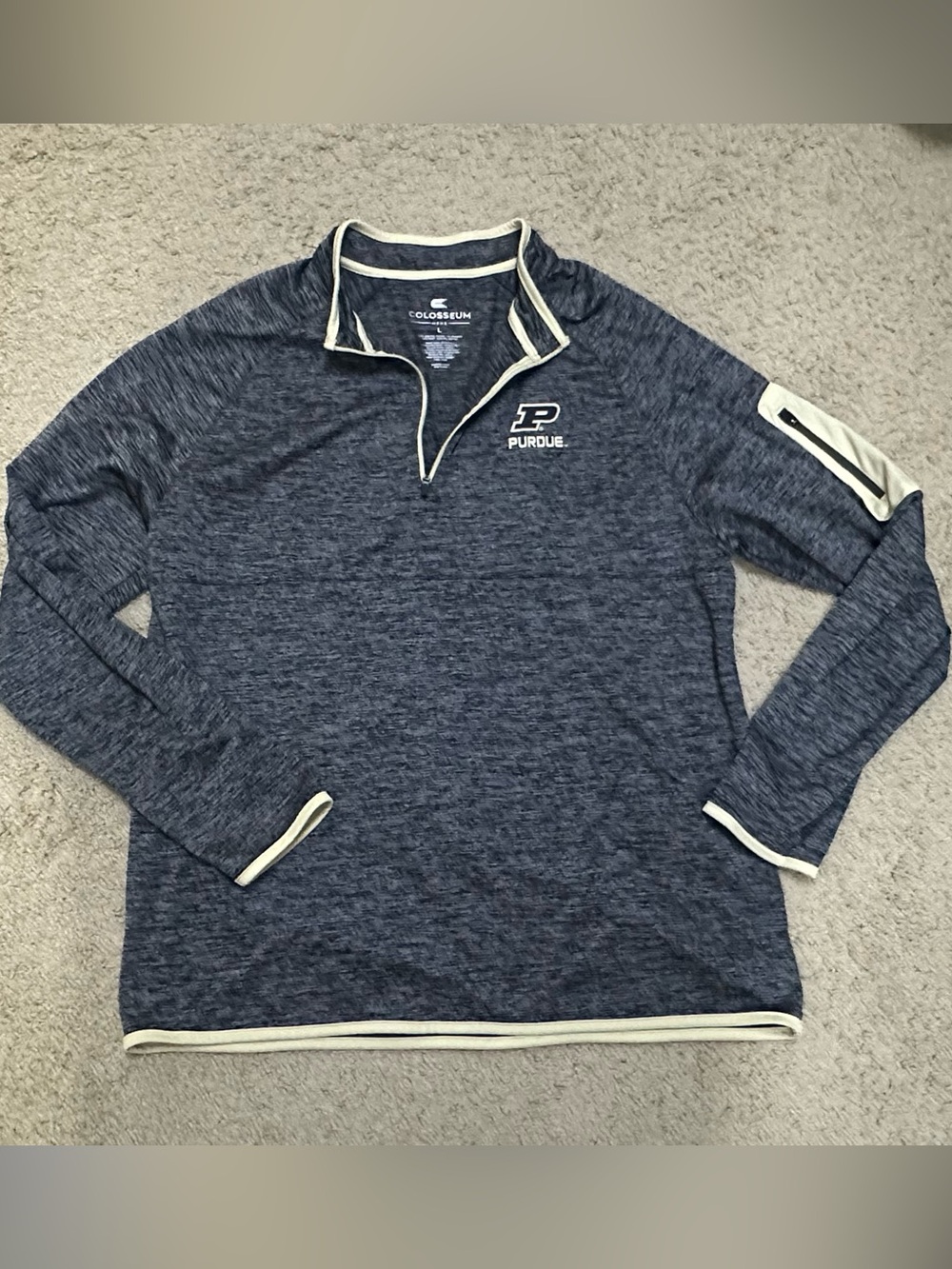 Colosseum Purdue Navy Heather Quarter-Zip Pullover with Cream Trim